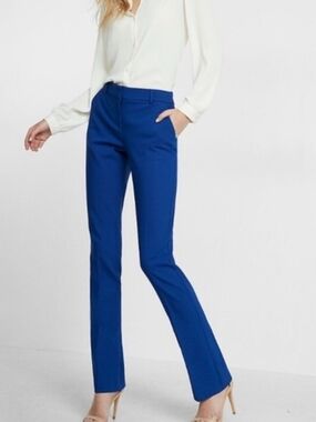 Express Columnist Slim Boot Pants Size 8 Short Royal Blue